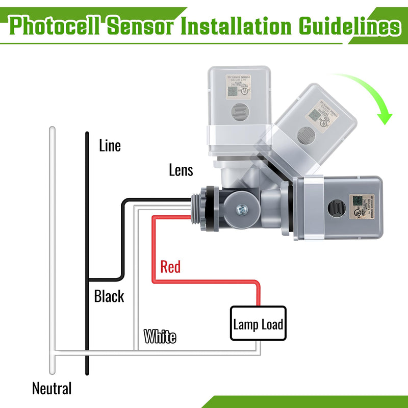 [Australia - AusPower] - 4 Pack Photocell Sensor for Outdoor Lights, 120VAC 50/60 Hz Photocell IP54 Waterproof, Swivel Mount Photocell, Dusk to Dawn Sensor Photoelectric Switch for Back Yard Lightening 