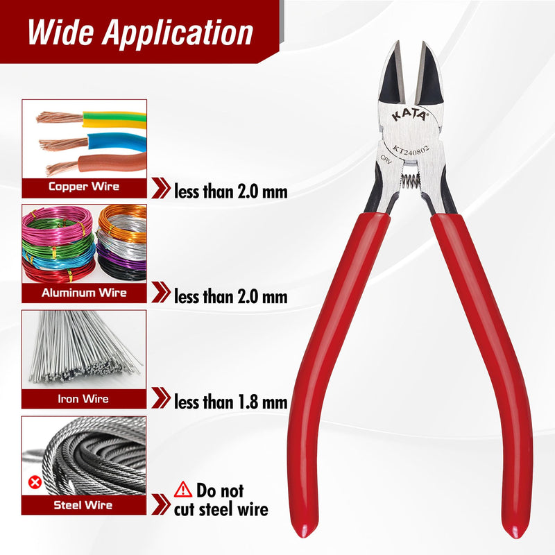 [Australia - AusPower] - KATA Wire Cutters for Crafting: Heavy Duty 6-Inch Side Cutters Pliers Metal Cutting Tool for Jewelry - Sharp Flush Cut Models Snips - Clean Cut for Floral, Artificial Flowers, Chicken Wire, Electrical 1pack 