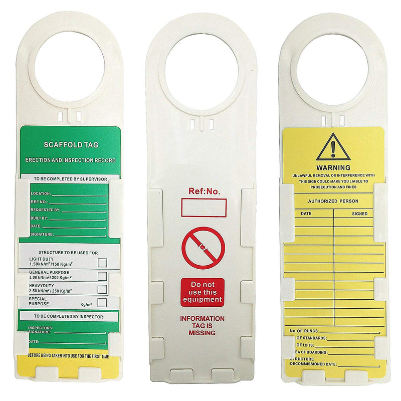 Scaffold Status Holder and Tags, 10 Holder, 10 Scaffold Tags, 11-3/4" Height, 3-1/2" Width (Set of 10)
