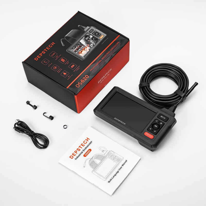 [Australia - AusPower] - Dual-Lens Endoscope Camera with Light, DEPSTECH 1080P HD Borescope with 5" IPS Screen, 16.5FT Flexible Sewer Camera, IP67 Waterproof Plumbing Snake Camera, Cool Gadgets for Men, Women 