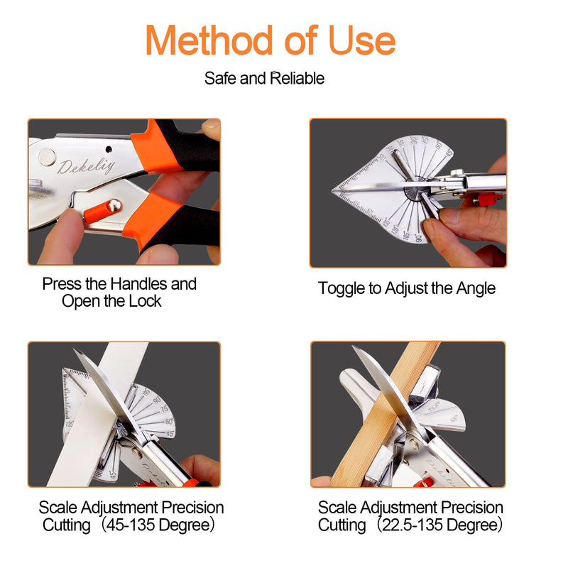 [Australia - AusPower] - Miter Shears 2 Pack,Multifunctional Trunking Shears for Angular Cutting of Moulding and Trim,Quarter Round Cutting Tool Adjustable at 22.5 to 135 Degree,Hand Tools for Cutting Wood and Plastic 