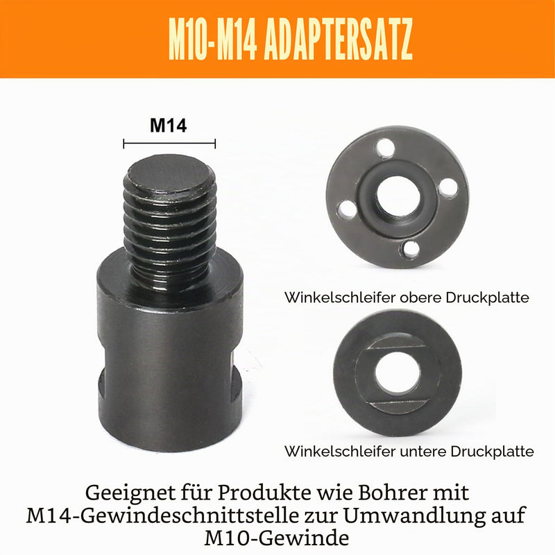 Pack of 2 Angle Grinder Thread Adapter, M10-M14 Angle Mill Adapter CRV Steel Female to Male Mill Wave Converter Interface Connection (M10 to M14) M10 to M14