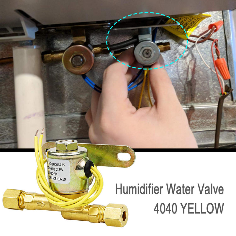 [Australia - AusPower] - Humidifier Water Solenoid Valve 4040 10006735 for Aprilaire Whole House Humidifier 400 400M 500 500M 600 600M 558 550A 550 568 560A 700M 768 760A 760 | 24 Volts | 2.3 Watts | 60 HZ-Yellow by TOMOON 
