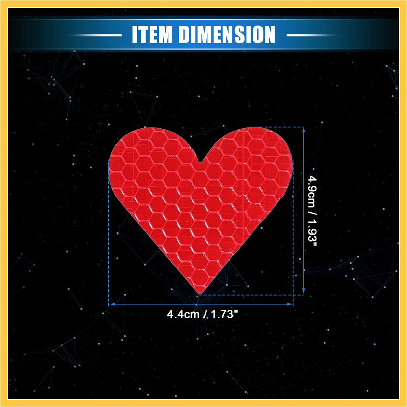 20 Pcs Reflective Stickers, 1.93"x1.73" Heart Shape Safety Tape Reflector Universal for Cars Trucks Trailers Waterproof PET Red Auto Replacement Parts