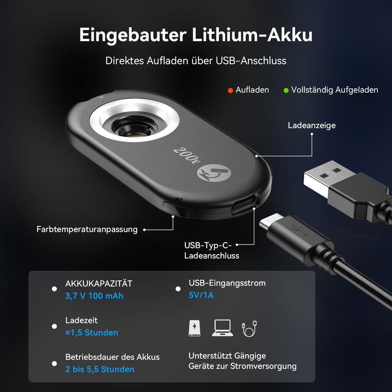 200x Mobile Phone Microscope Lens with CPL, Mobile Phone Microscope Lens with LED UV Light/Universal Clip, Practical Mini Microscope for Android/iPhone MS200 (200X)