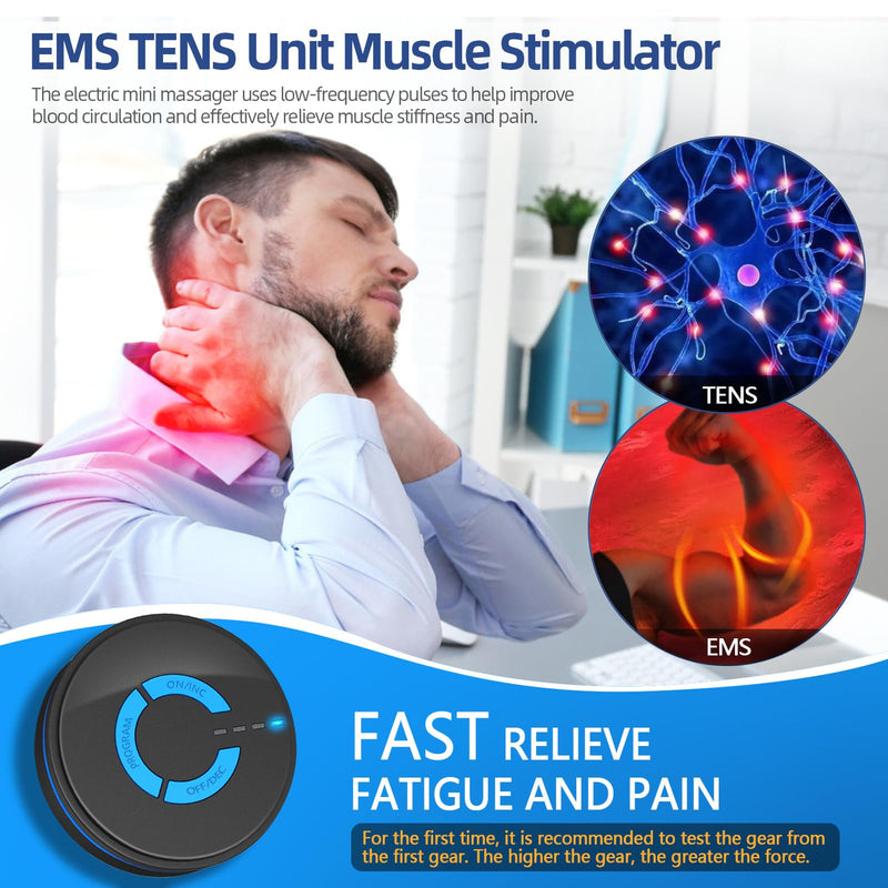 [Australia - AusPower] - Mini Massager,Rechargeable Intelligent TENS Unit Muscle Stimulator for Pain Relief - FSA or HSA eligible Deep Tissue EMS Massager Management for Back, Neck, Arm Electronic Pulse Machine 