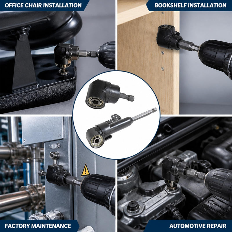 105° Angle Wrench Right Angle Drill 1/4 Inch Magnetic Bit Holder | Set of 2 angle wrenches, angle adapter for drill, short long drill attachment for tight spaces, 105° adapter attachment