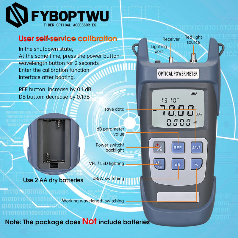 [Australia - AusPower] - 2pcs 3 in 1 Function Fiber Optic Tester Portable Optical Power Meter (FC/SC/ST) & VFL-10 Visual Fault Locator & LED Lighting, OPM & VFL Fiber Optic Tester, Range: (-70) dBm ~ (+10) dBm 2 