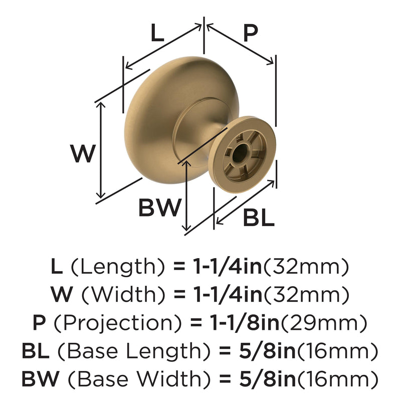 Amerock Edona 1-1/4 inch (32mm) Diameter Champagne Bronze Cabinet Knob - 10 Pack