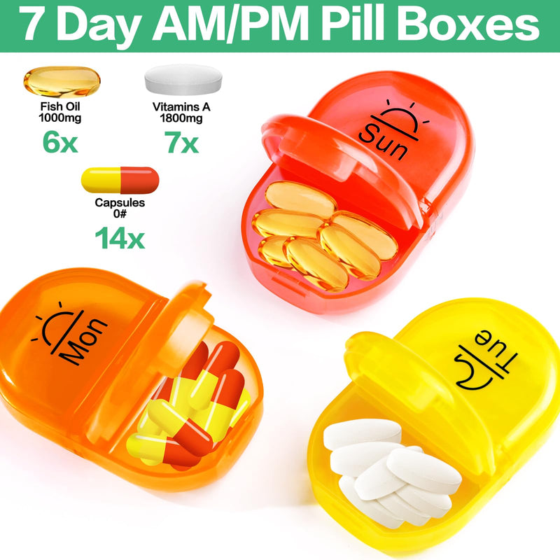 [Australia - AusPower] - Serfeymi Weekly Travel Pill Organizer 2 Times A Day AM PM Upgraded Rainbow Pill Box 7 Day with Portable Zipper Canvas Pill Case, Medicine Organizer for Pills, Vitamins, Fish Oils - Purple 01 1 Set Canvas Case A Canvas Purple 01 