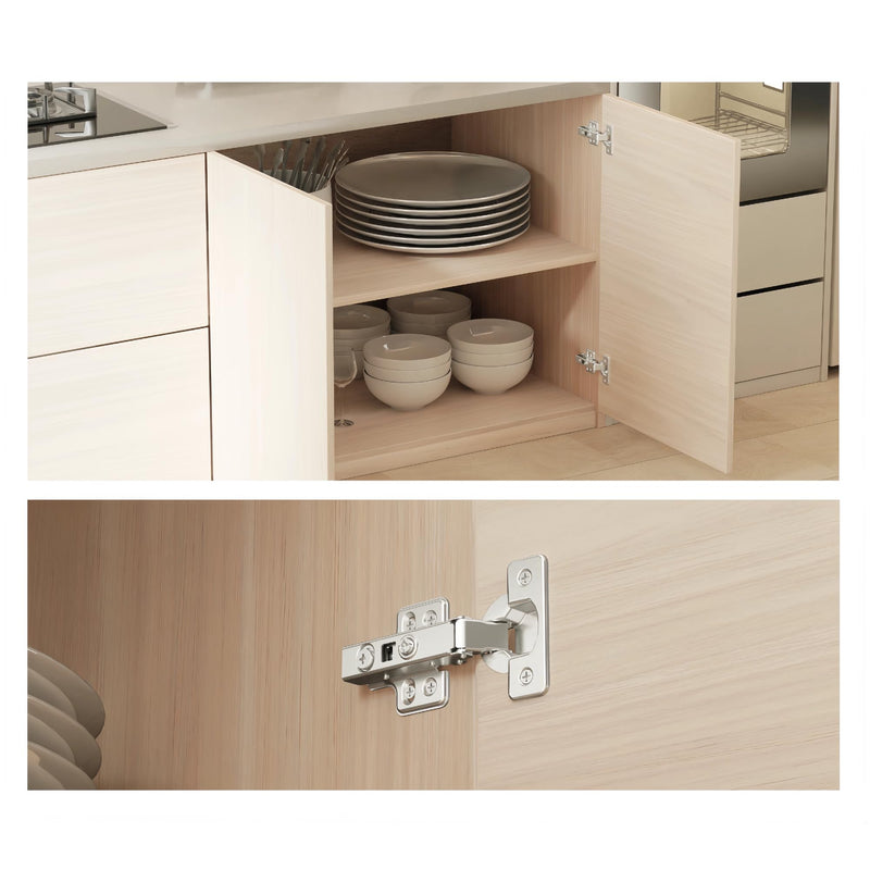 Kimdot Full Overlay 35mm Cup European Hidden Hinge Clip-on Plate for Easy Installation Kitchen,Bathroom Heavy-Duty Frameless Soft Close Hinge Four Hole Mounting Plate Hinges 10PCS 10