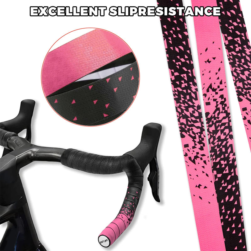 2PCS Bike Handlebar Tapes, Bicycle Handlebar Tape, Road Bike Handlebar Tape, Cycling Handle Wraps, Comfortable, Durable, Anti-Slip, Sweat-Absorbing Design, Pink A Pink