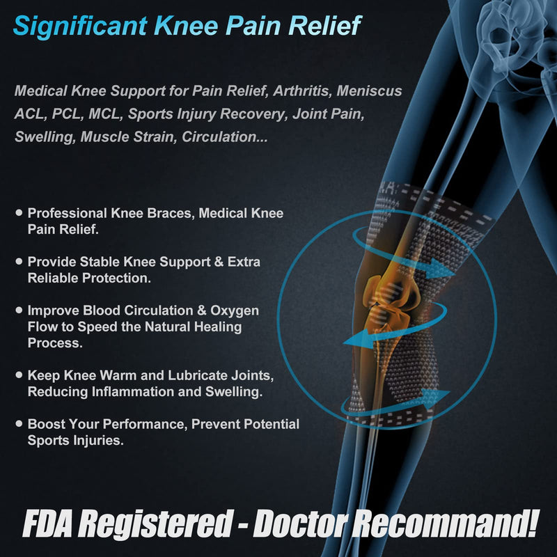 [Australia - AusPower] - NEENCA Professional Knee Brace for Pain Relief, Medical Knee Support with Patella Pad & Side Stabilizers, Compression Knee Sleeve for Meniscus Tear, ACL, Joint Pain, Runner, Workout - FSA/HSA Eligible Large Black 