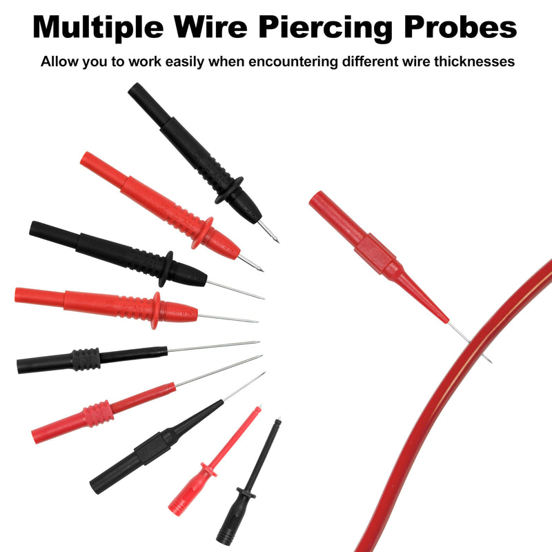 [Australia - AusPower] - 27PCS Multimeter Test Leads Kit,Professional and Upgraded Test Leads Set with Alligator Clips, Test Hook Clip, Banana Plug and Piercing Probe Clip for Multimeter Electrical Testing 