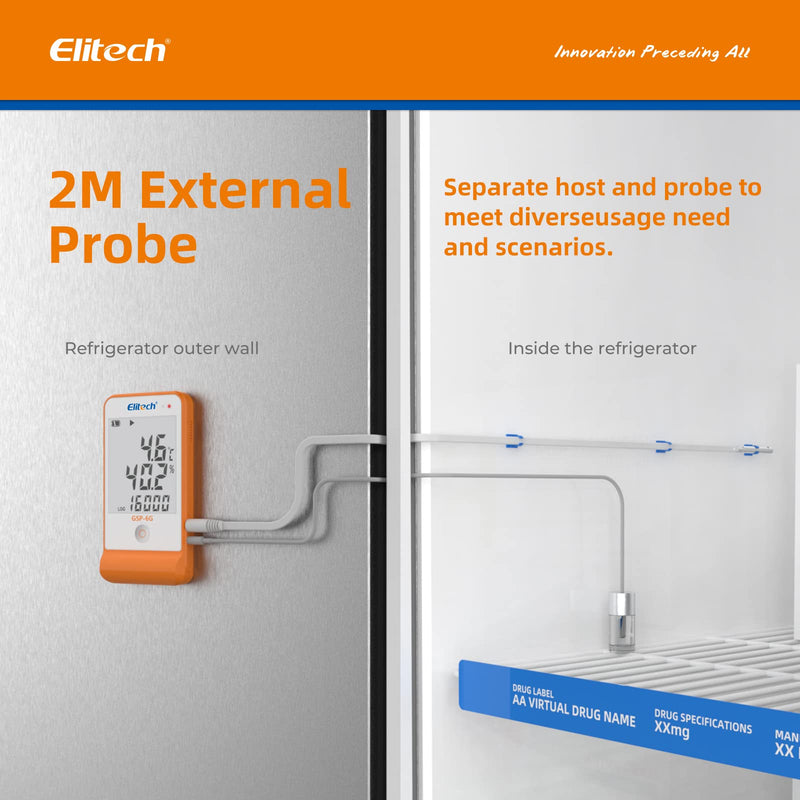 [Australia - AusPower] - Elitech GSP-6G Professional Thermo-Hygrometer - Precise Temperature and Humidity Meter with Alarm Function, Data Logger for Indoor & Outdoor Use (LCD Display, High Accuracy) Temperature logger with wet GSP6G 