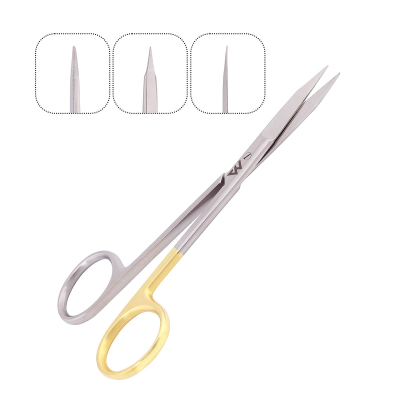 [Australia - AusPower] - Goldman Fox Scissors Suture Straight and Curved Scissors 13 cm Surgical Scissors Set of Two (Super Cut Serrated Blade) for Cutting Gingival Tissues | Premium Quality Japanese Stainless Steel 
