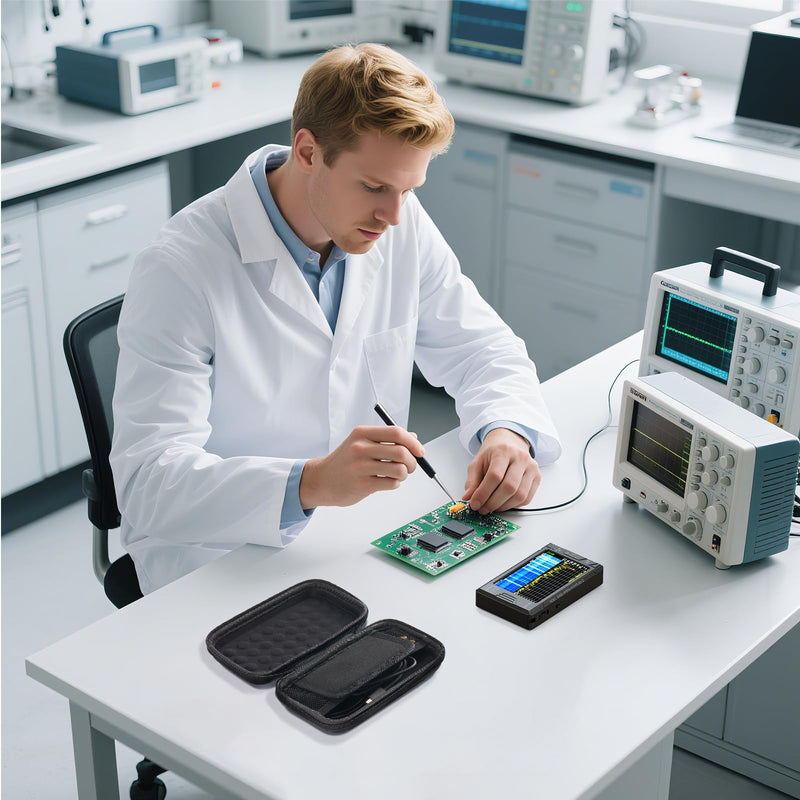 Seesii 4 Inch Protective Case for NanoVNA-H4 & TinySA Ultra: EVA Hard Case with Custom Fit Foam for Antenna and Spectrum Analyzer, Waterproof Shockproof Design with Carrying Strap Improved