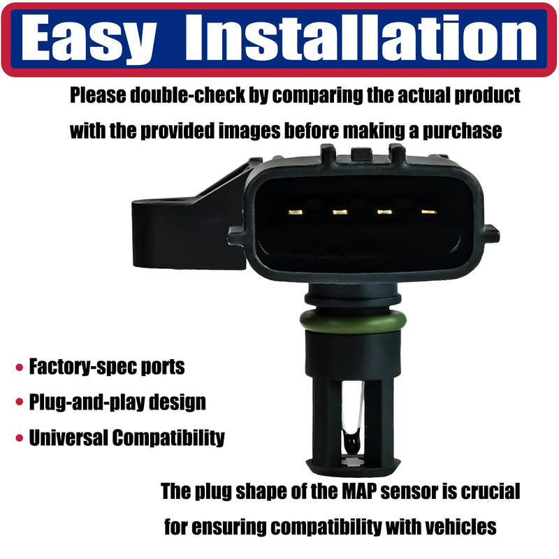 2897333 Manifold Absolute Pressure MAP Sensor Compatible with Dodge RAM 2500 3500 4500 5500 6.7L, for Komatsu PC200-8, for Cummins ISF 2.8 3.8 Diesel Engine Replace 4903286 4921322