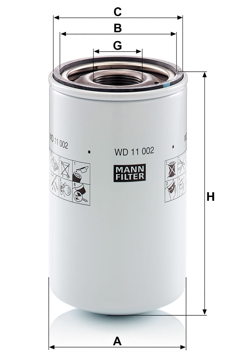 Original MANN-FILTER Hydraulic filter WD 11 002 - For industry, agricultural and construction machinery