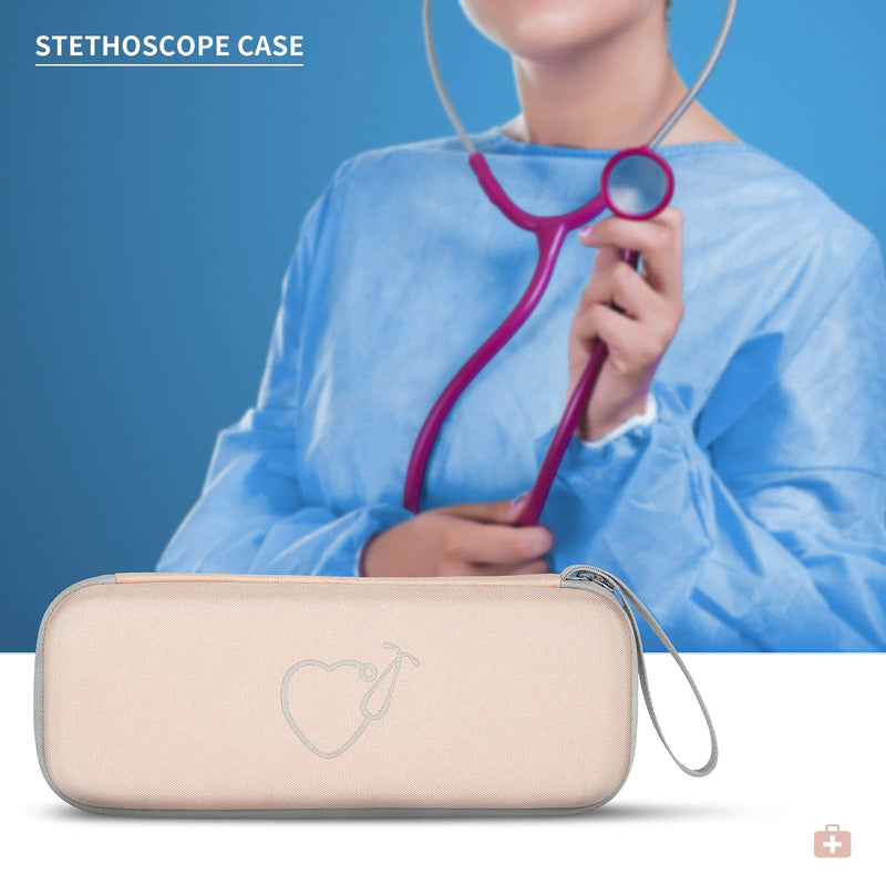 [Australia - AusPower] - Travel Case for 3M Littmann Classic III/Lightweight II S.E./ Cardiology IV Stethoscope & MDF Acoustica Stethoscope, Carrying Storage Bag Cover Organizer (Golden Pink) Golden Pink 