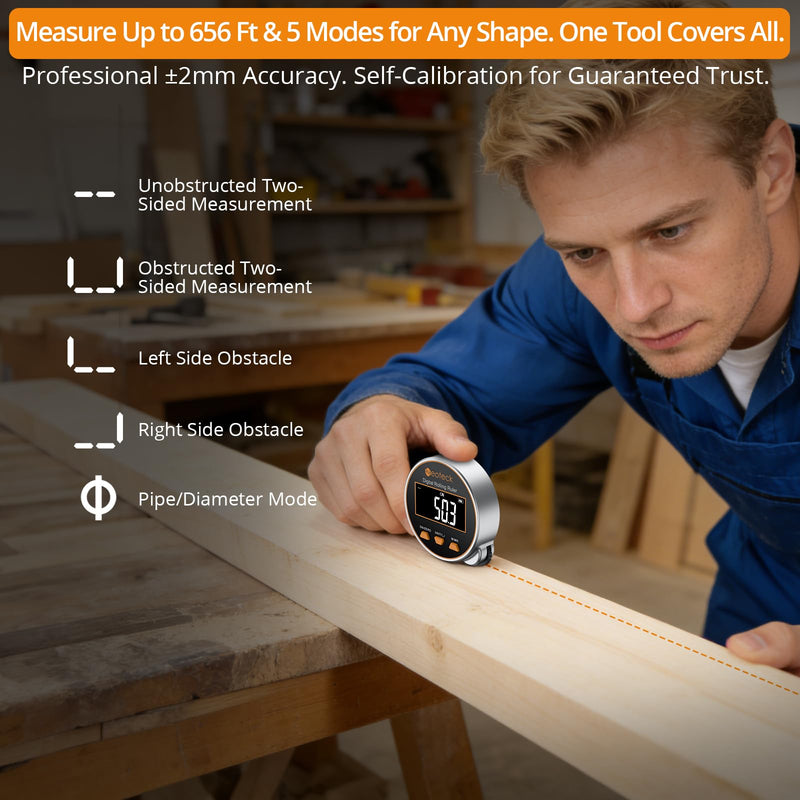 Neoteck Digital Tape Measure 656Ft, Rechargeable Electronic Rolling Ruler with LCD Display,Measures Curve,Diameter&Flat Surface,Portable Rolling Wheel Tape Measurefor DIY,Woodworking,Home Renovation