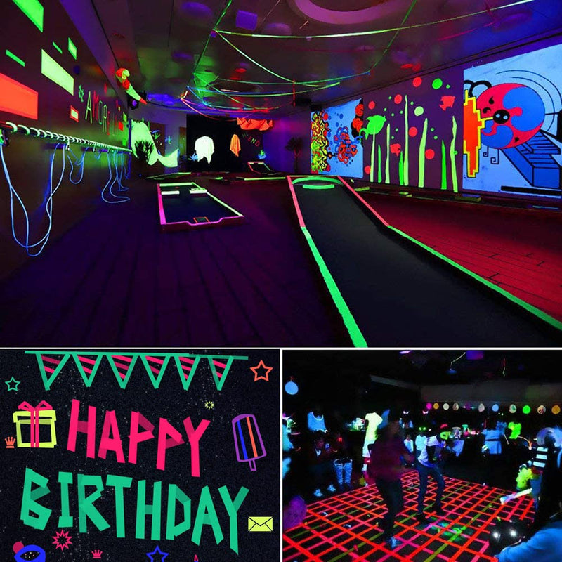 [Australia - AusPower] - Adhesive Tape, 6 Colors Neon Gaffer Cloth, UV Blacklight Glow Tape, 0.6 inch x 16.5 feet x 6 Rolls 