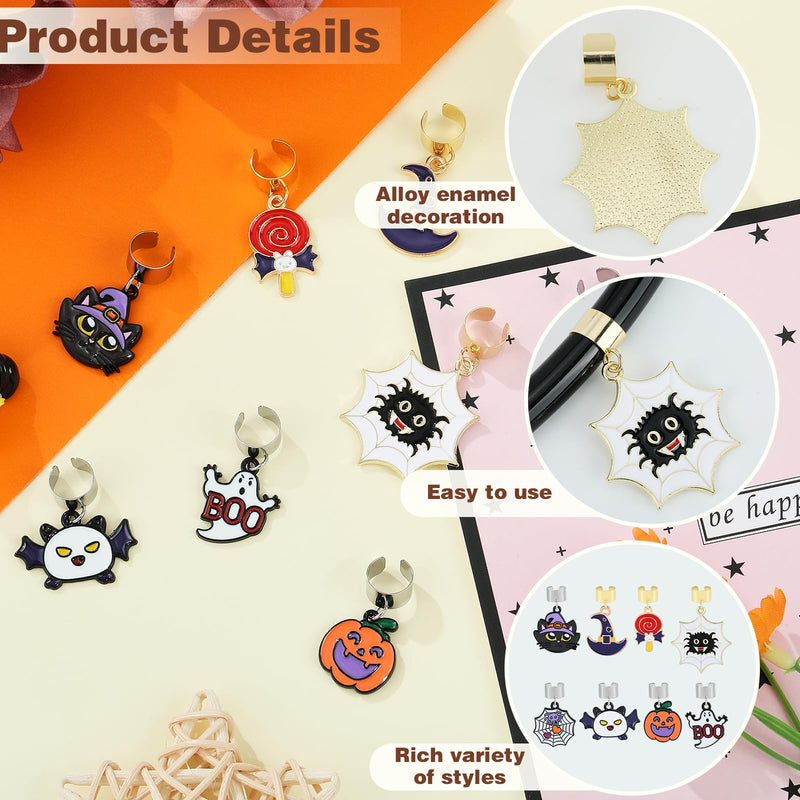 [Australia - AusPower] - 8Pcs Stethoscope Charms Personalized Halloween Themed Stethoscope Accessories Gifts for Nurse Graduates Doctor Surgeons Veterinarians and Medical Assistant Halloween Theme 