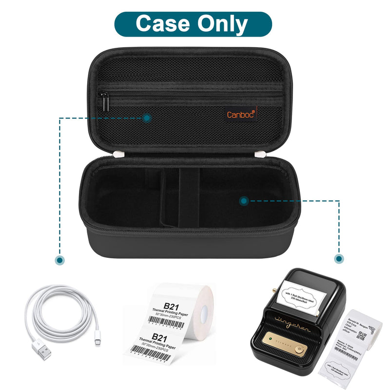 [Australia - AusPower] - Canboc Carrying Case for NIIMBOT B21 B1 Inkless Label Maker, Portable Mini Bluetooth Thermal Label Printer Storage Bag fit Label Paper, Cable, Black (Case Only) 