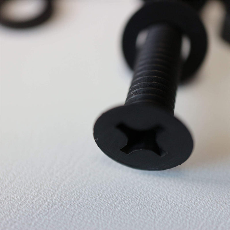 [Australia - AusPower] - 20 x Black Countersunk Screws Polypropylene (PP) Plastic Nuts and Bolts, Washers, M6 x 40mm, Anti-Corrosion, Chemical Resistant, (15/64 x 1 37/64 in) 