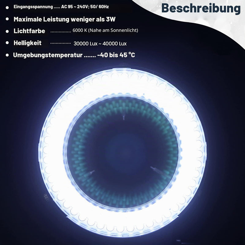 LED Microscope Ring Light, Optical Stereo Microscope Ring Light, 0-100% Brightness Adjustable, 6000 K Super Microscope Camera Lamp with 144 LED Beads, Jewelery Repair Lamp (EU Plug, Black)