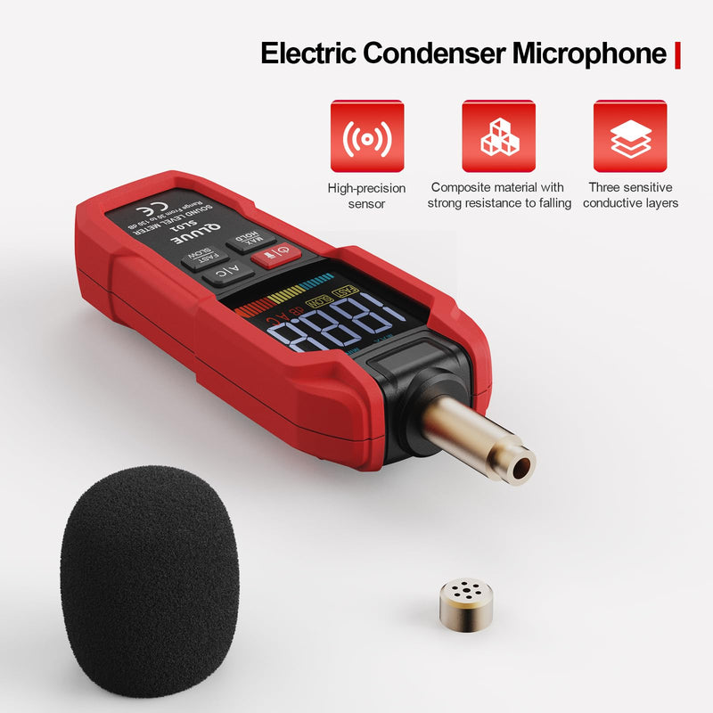 Sound Level Meter Digital Portable Decibel Meter 30dB to 130dB A/C Weighted LCD Display Can Be Used at Home, Factory and Road