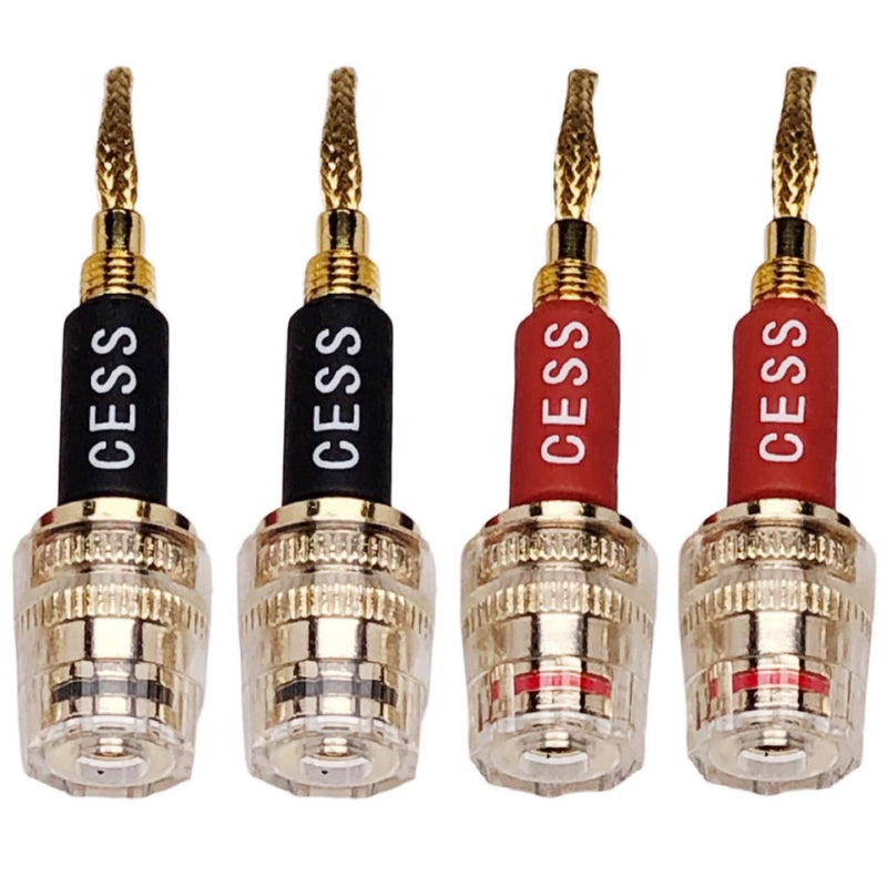 [Australia - AusPower] - CESS-220 Pin Banana Plug to 4mm Female Banana Jack/Speaker Wire, 4 Pack (Braided-Type to 4mm) Braided-type to 4mm 