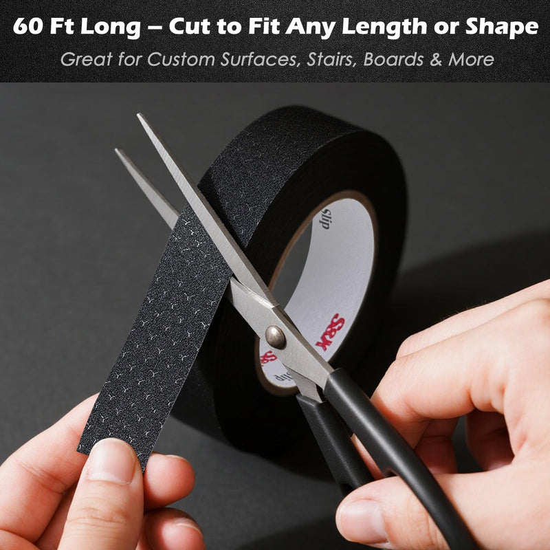 S&X Patterned Anti Slip Tape – 2 Inch x 60 Ft, Black Non Slip Grip Tape with Decorative Grit Surface for Stairs, Floors, and Ramps – Waterproof, Heavy Duty 2" x 60'
