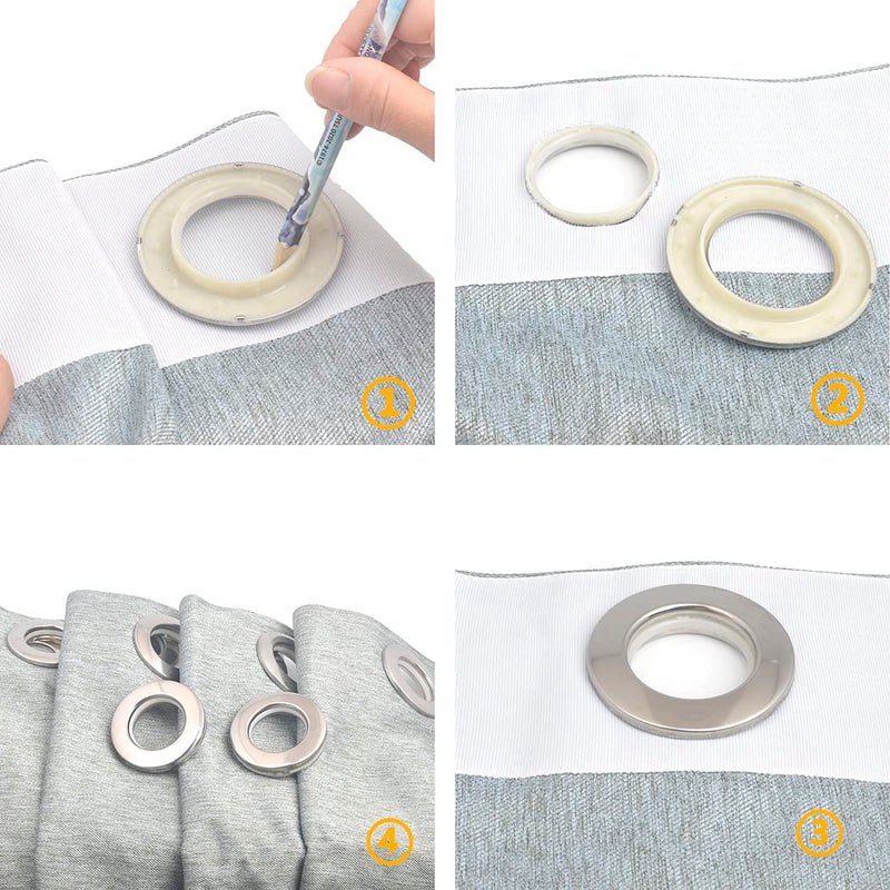 [Australia - AusPower] - Curtain Grommets Surface 20 pcs Stainless Steel Metal Curtain Eyelet Rings Inner Layer ABS Plastic Drapery Grommets 1.65“ Grommet Kit Curtain Rings (20) 