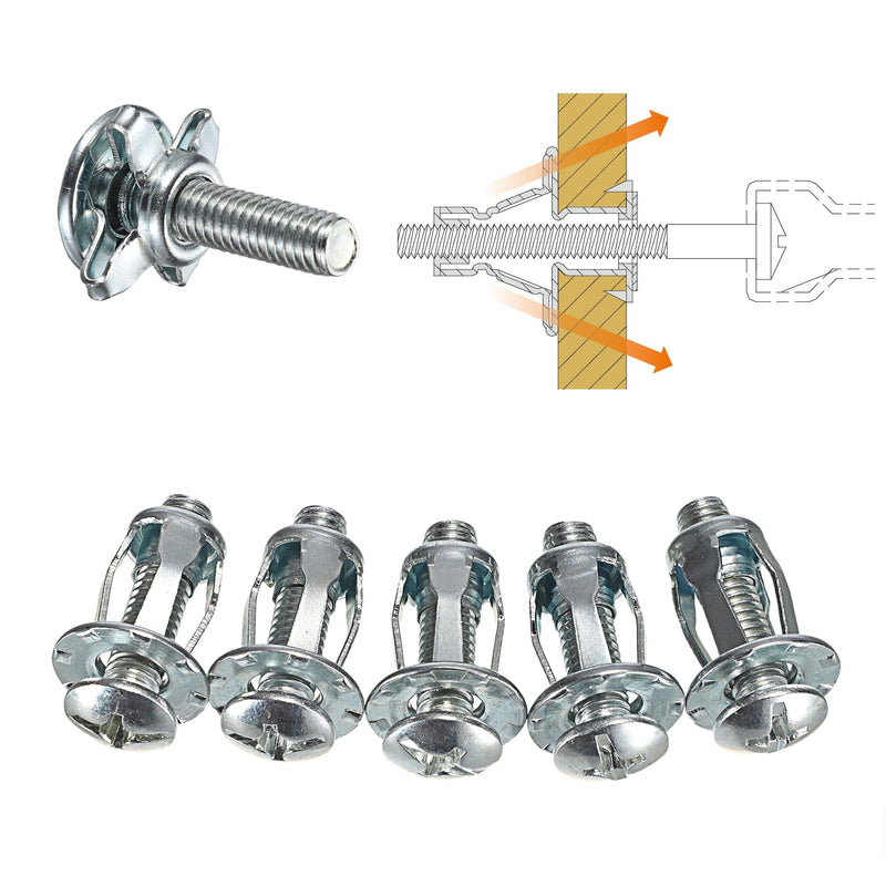 [Australia - AusPower] - OwnMy 15PCS M6 x 25 Hollow Door Anchors and Screws Hollow Wall Anchors Hollow Metal Cavity Fixing Jack Nuts, Hollow Door Anchors Petal Nuts Expansion Nuts for Hollow Wall Metal Sheet Plastic Sheet 