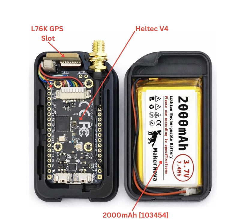 Case for Heltec LoRa 32 V4 (ESP32-S3 + SX1262) | Meshtastic Node Case | 3D Printed Protective Housing with SMA Connection | Perfect Fit for Heltec V4 | • Suitable for Heltec LoRa 32 V4 • Ideal for Meshtastic projects • For 103454 LiPo up to 2000 mAh