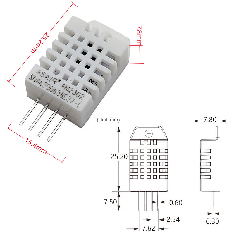 [Australia - AusPower] - 2PCS DHT22 AM2302 Digital Temperature and Humidity Sensor Temp Humidity Digital Measurement Module with 4Pin Jumper Cables 