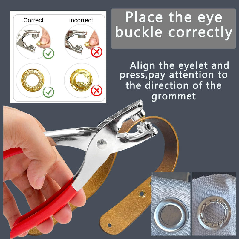 [Australia - AusPower] - 403Pcs 1/2 Inch Grommet Tool Kit, Grommet Kit, Eyelet Kit with Leather Hole Punch Pliers,400 Metal Eyelets and Grommets in Gold and Silver for Leather, Shoes, Fabric, Belt 