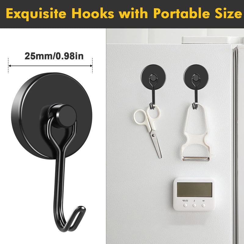 [Australia - AusPower] - MIKEDE Black Strong Magnetic Hooks, 70LB+ Swivel Swing Magnetic Hooks Heavy Duty, Cruise Hooks Neodymium Magnets with Hooks for Hanging, Home, Metal Door, Office and Garage - Pack of 4 70lbs-4Pack 