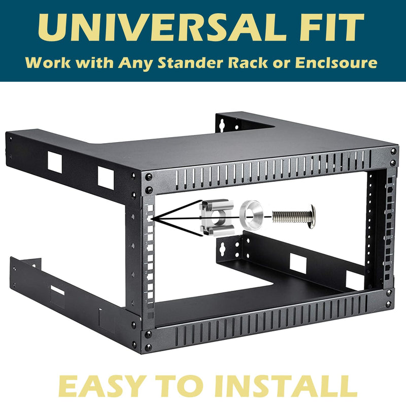 [Australia - AusPower] - 50 Pack M6 Rack Mount Cage Nuts, Screws and Washers w/Insertion and Removal Tool for Rack Mount Server Cabinet, Server Shelves, Routers, Patch Panel, Cable Ties (Cage Nut/Screw+Tool Silver) Cage Nut/Screw+Tool Silver 