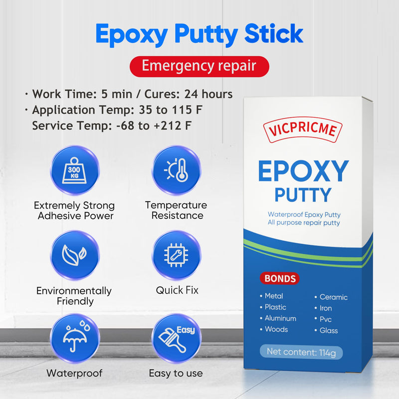 [Australia - AusPower] - Epoxy Putty Stick, 2 part epoxy quick repair adhesive for hard and fast repairs on pools, heaters, bonds to metal, plastic, wood, glass, ceramic crack fillers,Waterproof, black(120, Grams) 120 Grams 
