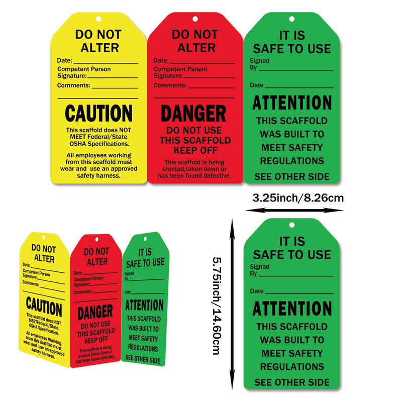 25 Set Danger Caution Attention Sign Scaffold Status Tag Do Not Alter OSHA Safety Inspection Warning Sign Tag Card for Out of Service, Equipment Repair