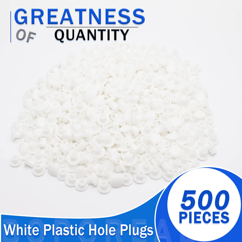 500Pcs 5mm(3/16Inch) Plastic Hole Plugs White Screw Cap Drilling Covers Round Button Plugs for Cabinet Cupboard Shelves License Plate Furniture Hardware 500pcs*0.19"(5mm)