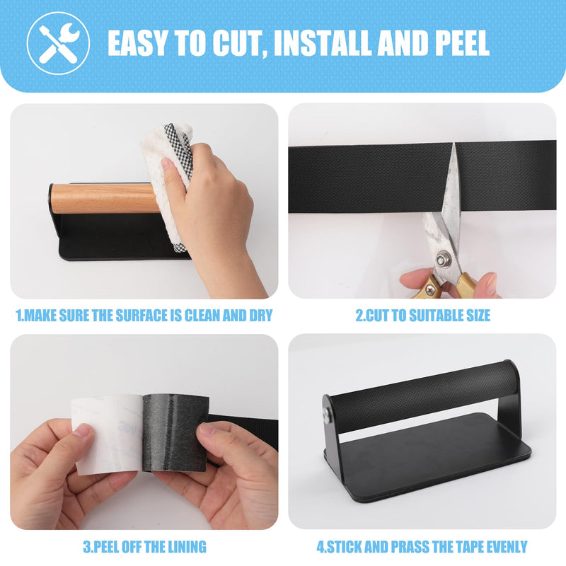 Rubber Grip Tape Non Slip, Self-Adhesive Rubber Tape, High-Friction Texture for Enhanced Safety and Comfort on Handles or Contact Surfaces, Waterproof and Durable (2 in x 10 Ft, Black) 2 In x 10 Ft