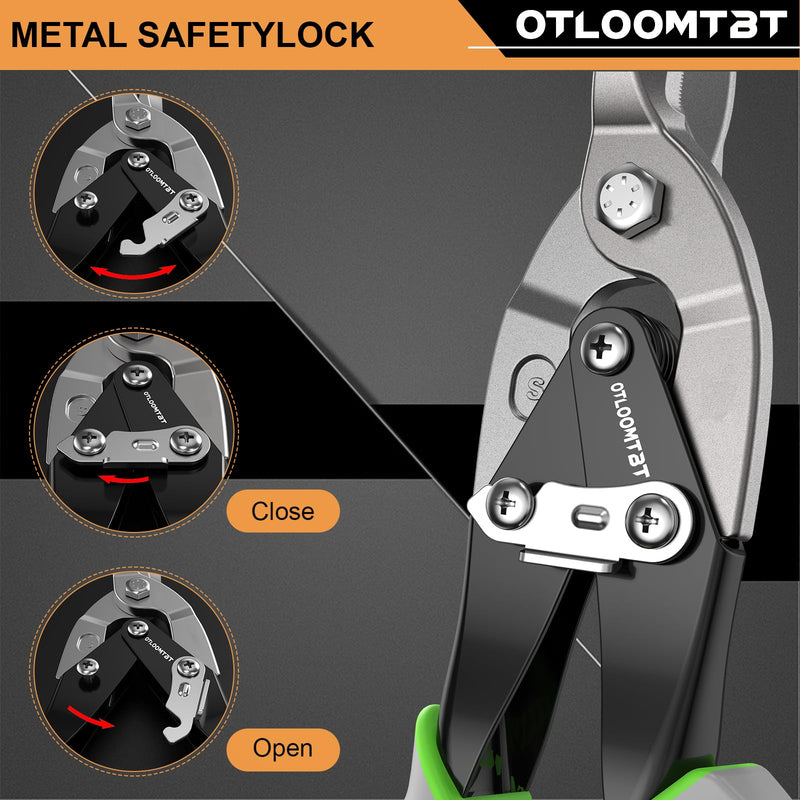 [Australia - AusPower] - 10 Inch Straight Cut Tin Snips for Cutting Metal Sheet, Easy to Use Well-Made Industrial-Grade Heavy-Duty Midwest Aviation Snips, Super Sharp and Labor Saving Tin Snip, Metal Shears 