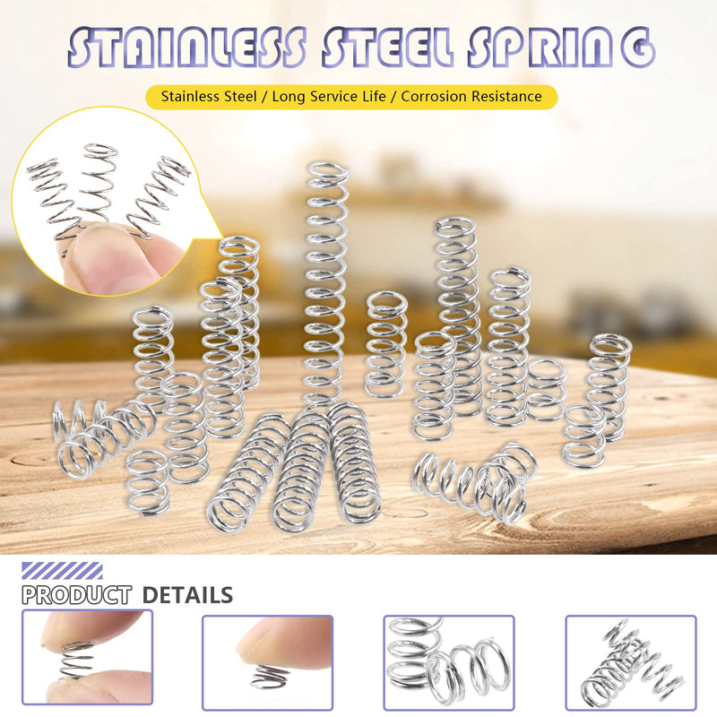 [Australia - AusPower] - Swpeet 150Pcs 5 Sizes Compression Springs Assortment Kit, Mini Stainless Steel Extension Springs for Shop and Home Repairs, 0.39" to 1.97" Length, 0.24" OD, 10mm - 50mm Length, 6mm OD 150 