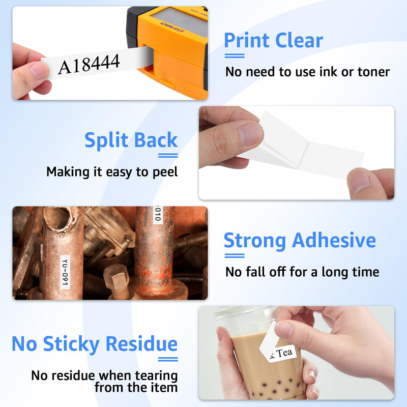 [Australia - AusPower] - USUPERINK 4 Pack Compatible for DYMO Label Maker Refills 18444 1/2'' 12mm Black on White Industrial Permanent Vinyl Label Tapes for Rhino 1000 3000 4200 5200 5000 6000 