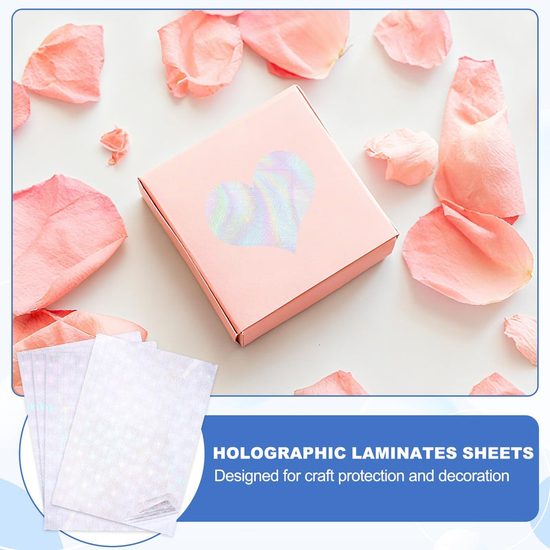 PATIKIL 12x8 Inch Holographic Laminate Sheets, 12Pcs Holographic Sticker Paper Transparent Vinyl Laminate Film A4 Waterproof Self Adhesive for Craft Books, Circle Pattern