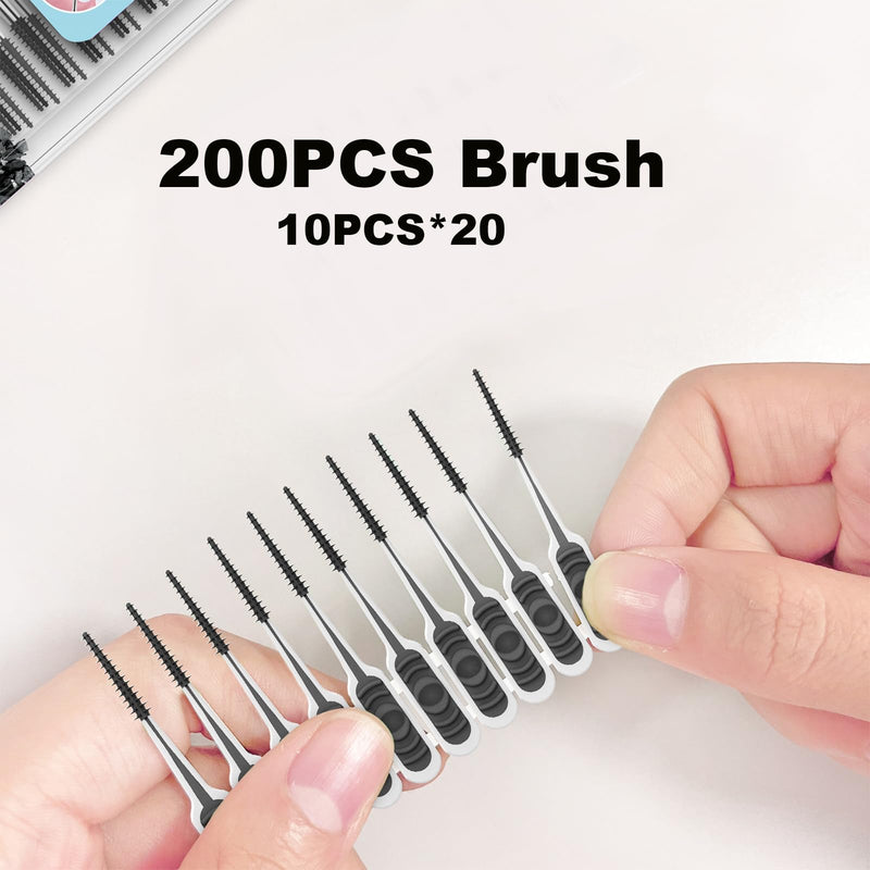 [Australia - AusPower] - 200PCS Interdental Brush with Soft Rubber Handle,Disposable Dental Picks for Teeth Cleaning,Dental Picks with Convenient PP Case (Green) Green 