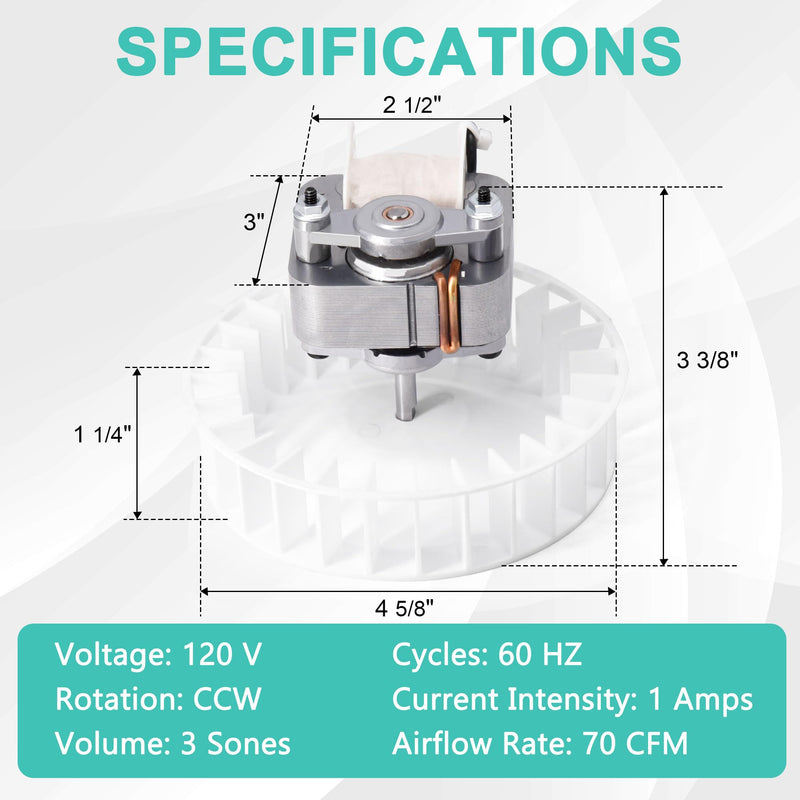 S0504B000 Bathroom Fan Motor for Broan NuTone 769RL B Unit, 763RL, 763RLN, 763RLN-R01, 757, 769RFT-R01, 769RL-R01, JESP-61K13/C-87547 Replacement Motor Motor & Blower Wheel